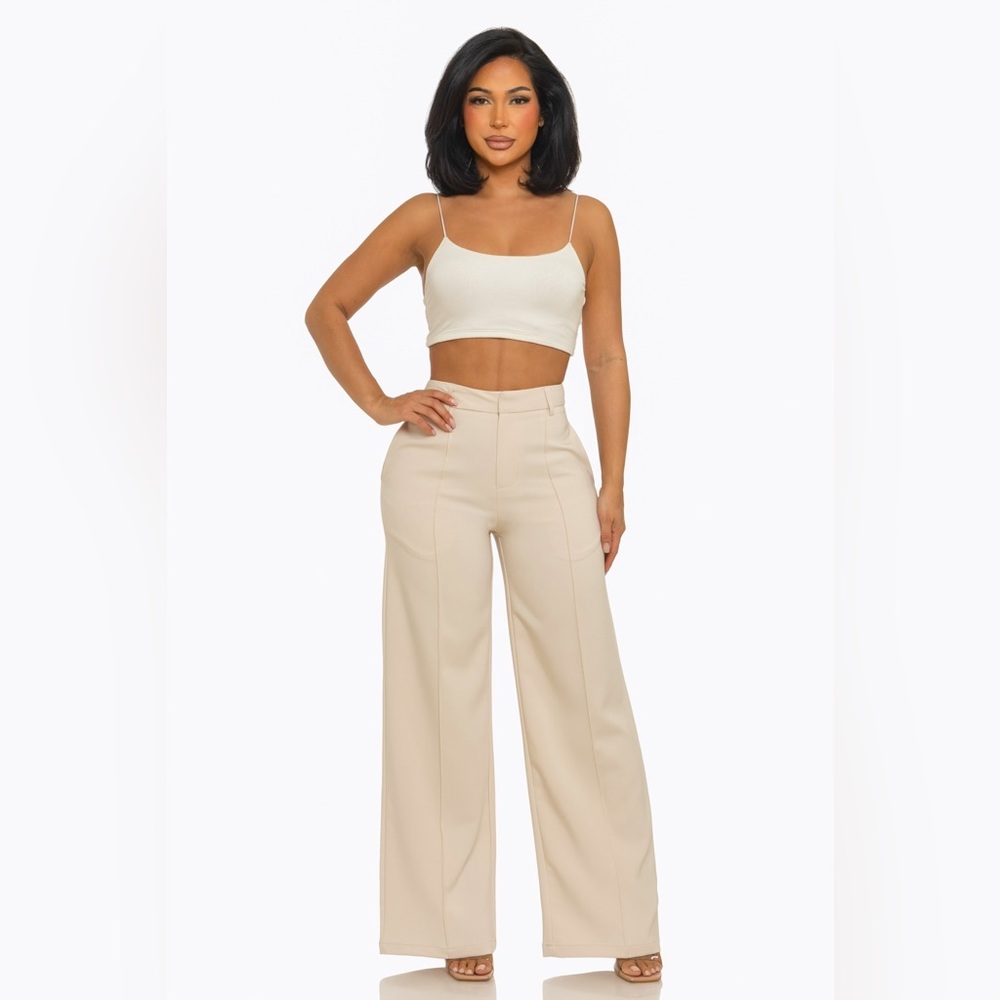 Straight Leg Pintuck Trouser Pants - Cien
